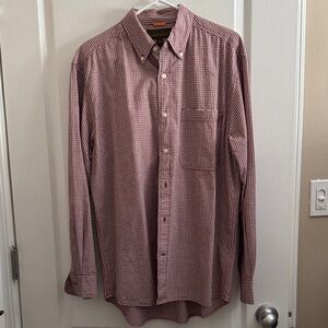 Timberland Men's Burgundy Checkered Button Down Shirt